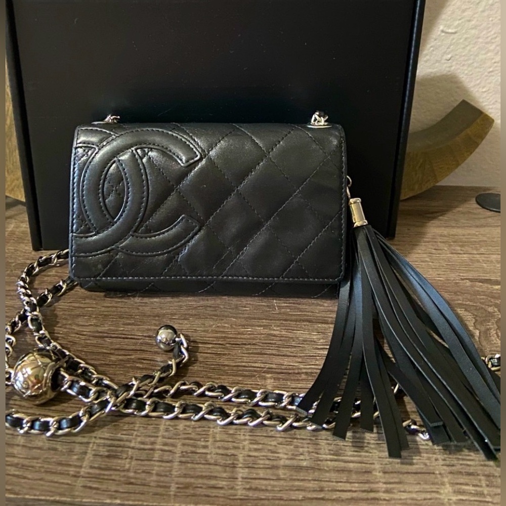 Chanel Cambon Quilted Wallet Chain WOC Revamp Crossbody Shoulder Belt Bag Tassel